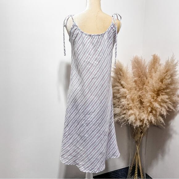CP SHADES Linen Stripes Tie Shoulders Slip Midi Dress Size S - Picture 3 of 6